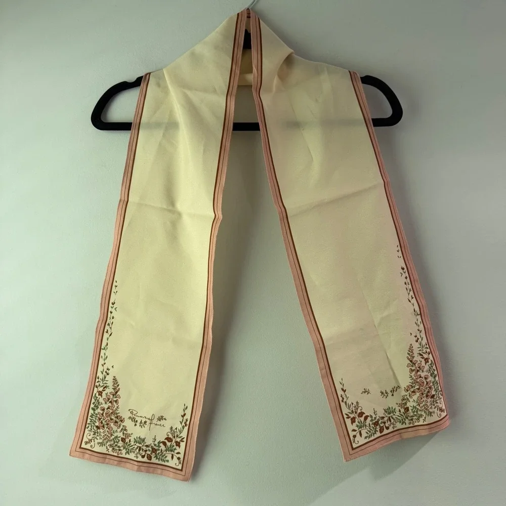 Primavera Firenze Scarf Womens OS Cream Pink Floral Silk Blend Excellent Italy